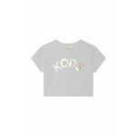 Otroška bombažna kratka majica Michael Kors siva barva - siva. Kratka majica iz kolekcije Michael Kors. Model izdelan iz pletenine s potiskom.