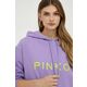 Bombažen pulover Pinko ženska, vijolična barva, s kapuco - vijolična. Pulover s kapuco iz kolekcije Pinko, izdelan iz elastične pletenine. Model iz izjemno udobne bombažne tkanine.