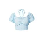 Majica Guess ženska - modra. Bluza iz kolekcije Guess, izdelana iz elastične pletenine. Model iz izjemno udobne tkanine z visoko vsebnostjo bombaža.
