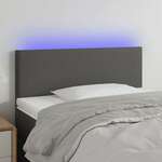 Greatstore LED posteljno vzglavje sivo 90x5x78/88 cm umetno usnje
