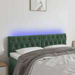 shumee LED posteljno vzglavje temno zeleno 144x7x78/88 cm žamet