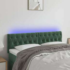 Shumee LED posteljno vzglavje temno zeleno 144x7x78/88 cm žamet