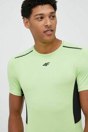Kratka majica za tek 4F zelena barva - zelena. Kratka majica za tek iz kolekcije 4F. Model izdelan iz hitrosušečega materiala.