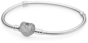 Pandora Srebrna zapestnica z bleščečim srcem 590727CZ (Dolžina 18 cm) srebro 925/1000