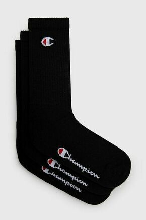 Nogavice Champion 3-pack črna barva - črna. Visoke nogavice iz kolekcije Champion. Model izdelan iz elastičnega materiala. V kompletu so trije pari.