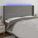 vidaXL LED posteljno vzglavje temno sivo 163x16x118/128 cm blago