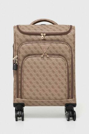 Kovček Guess rjava barva - rjava. Kovček iz kolekcije Guess. Model izdelan iz tekstilnega materiala.