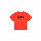 Otroška bombažna kratka majica BOSS rdeča barva - rdeča. Otroške kratka majica iz kolekcije BOSS. Model izdelan iz tanke, rahlo elastične pletenine.
