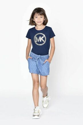 Michael Kors bombažne hlače za otroke - modra. Otroške kratke hlače iz kolekcije Michael Kors. Model narejen iz vzorec materiala.