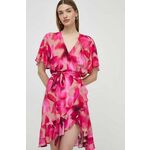 Obleka Liu Jo roza barva - roza. Lahkotna obleka iz kolekcije Liu Jo. Model izdelan iz vzorčaste tkanine. Model iz tankega materiala je idealen za toplejše letne čase.