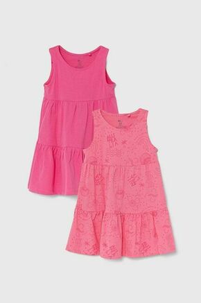 Otroška bombažna obleka zippy 2-pack roza barva - roza. Otroški Casual obleka iz kolekcije zippy. Model izdelan iz tanke
