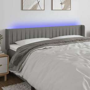 Greatstore LED posteljno vzglavje temno sivo 203x16x78/88 cm blago