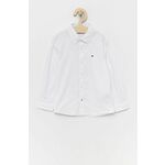 Otroška srajca Tommy Hilfiger bela barva - bela. Otroška srajca iz kolekcije Tommy Hilfiger. Model izdelan iz tkanini.