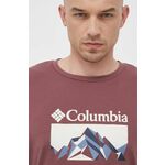 Športna kratka majica Columbia Thistletown Hills bordo barva - bordo. Kratka majica iz kolekcije Columbia. Model izdelan iz materiala, ki odvaja vlago.