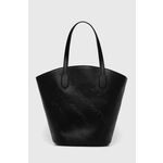Torbica Karl Lagerfeld črna barva - črna. Velika torbica iz kolekcije Karl Lagerfeld. na zapenjanje model izdelan iz naravnega usnja.