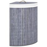 Kotna košara za perilo iz bambusa siva 60 L