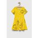 Otroška bombažna obleka Desigual rumena barva - rumena. Otroški Obleka iz kolekcije Desigual. Nabran model, izdelan iz vzorčaste pletenine.