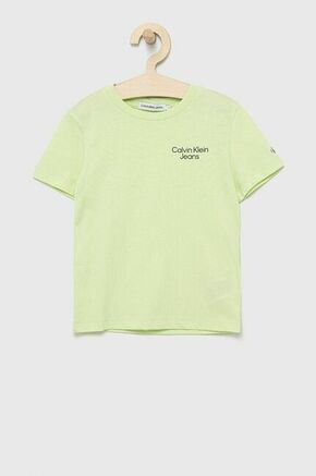 Otroški bombažen t-shirt Calvin Klein Jeans zelena barva - zelena. Otroški Kratka majica iz kolekcije Calvin Klein Jeans. Model izdelan iz tanke