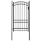 Greatstore Vrata za ograjo zaobljena jeklo 100x175 cm črna