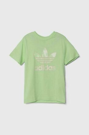 Otroška bombažna kratka majica adidas Originals zelena barva - zelena. Otroške kratka majica iz kolekcije adidas Originals