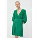 Obleka Liu Jo zelena barva - zelena. Obleka iz kolekcije Liu Jo. Model izdelan iz tanke, elastične pletenine. Model iz osupljive svetleče tkanine s kovinsko nitjo.