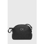 Torbica Calvin Klein črna barva - črna. Majhna torbica in denarnica iz kolekcije Calvin Klein. Model na zapenjanje, izdelan iz ekološkega usnja.
