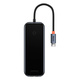 BASEUS Vozlišče 5v1 AcmeJoy series USB-C do 2xUSB 3.0 + USB 2.0 + USB-C PD + RJ45 (siva)