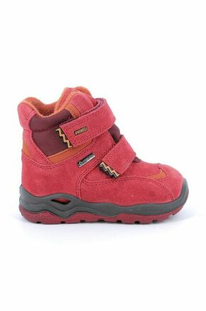 Otroški čevlji Primigi rdeča barva - rdeča. Zimski čevlji iz kolekcije Primigi. Podloženi model izdelan iz kombinacije semiš usnja in tekstilnega materiala.
