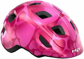 MET Hooray Pink Hearts/Glossy S (52-55 cm) Otroška kolesarska čelada