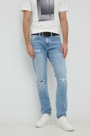 Kavbojke Calvin Klein Jeans moški - modra. Kavbojke iz kolekcije Calvin Klein Jeans v stilu slim taper s normalnim pasom. Model izdelan iz iz rahlo elastičnega denima.