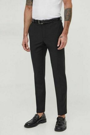 Volnene hlače Calvin Klein črna barva - črna. Hlače iz kolekcije Calvin Klein. Model izdelan iz enobarvne tkanine. Zaradi svoje visoke termoregulacijske sposobnosti vam volna pomaga ohranjati toploto