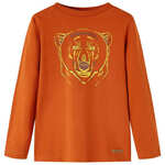 Greatstore Otroška majica z dolgimi rokavi potisk medvedka svetlo rjasta 92