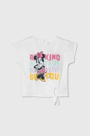 Otroška bombažna kratka majica zippy x Disney bela barva - bela. Otroška kratka majica iz kolekcije zippy. Model izdelan iz vzorčaste pletenine. Model iz zračne bombažne tkanine.