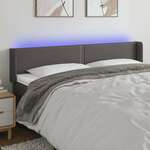 shumee LED posteljno vzglavje sivo 183x16x78/88 cm umetno usnje
