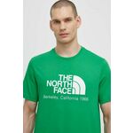 Bombažna kratka majica The North Face M Berkeley California S/S Tee moška, zelena barva, NF0A87U5PO81 - zelena. Kratka majica iz kolekcije The North Face, izdelana iz pletenine s potiskom. Model iz izjemno udobne bombažne tkanine.