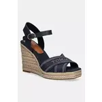 Sandali Tommy Hilfiger TOMMY HILFIGER ESPAD HIGH WEDGE - mornarsko modra. Sandali iz kolekcije Tommy Hilfiger. Model izdelan iz kombinacije tekstilnega materiala in naravnega usnja. Model z zapenjanjem s sponko za prileganje po meri.