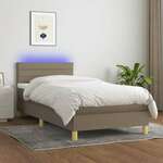 shumee Box spring postelja z vzmetnico LED taupe 100x200 cm blago
