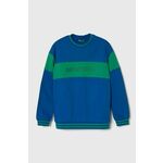 Otroški bombažen pulover United Colors of Benetton - modra. Pulover iz kolekcije United Colors of Benetton, izdelan iz vzorčaste pletenine. Model iz izjemno udobne bombažne tkanine.