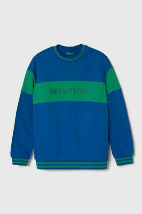 Otroški bombažen pulover United Colors of Benetton - modra. Pulover iz kolekcije United Colors of Benetton