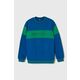 Otroški bombažen pulover United Colors of Benetton - modra. Pulover iz kolekcije United Colors of Benetton, izdelan iz vzorčaste pletenine. Model iz izjemno udobne bombažne tkanine.