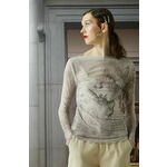 Majica z dolgimi rokavi Medicine ženska, bež barva - bež. Majica z dolgimi rokavi iz posebne kolekcije Eviva L'arte. Model izdelan iz vzorčastega materiala.