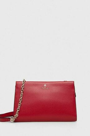 Usnjena torbica Furla rdeča barva - rdeča. Majhna torbica iz kolekcije Furla. Model na zapenjanje