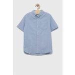Otroška bombažna srajca GAP - modra. Otroški srajca iz kolekcije GAP, izdelana iz enobarvne tkanine. Model iz izjemno udobne bombažne tkanine.