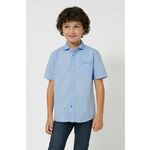 Otroška bombažna srajca Mayoral - modra. Srajca iz kolekcije Mayoral. Model izdelan iz enobarvne tkanine.