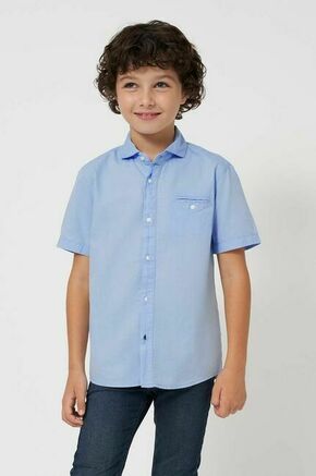 Otroška bombažna srajca Mayoral - modra. Srajca iz kolekcije Mayoral. Model izdelan iz enobarvne tkanine.