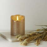 Voščena sveča LED v zlati barvi Star Trading Flamme Rustic, višina 10 cm