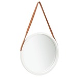 vidaXL Stensko ogledalo s pasom 50 cm belo