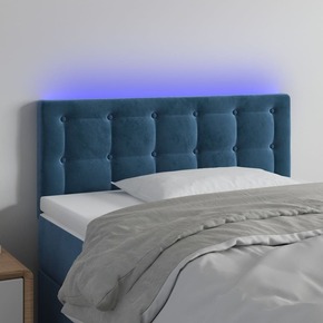 Greatstore LED posteljno vzglavje temno modro 90x5x78/88 cm žamet
