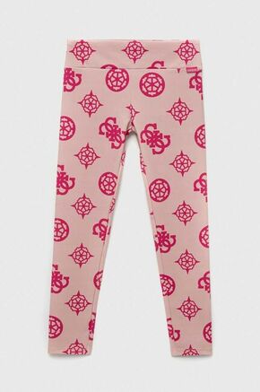Otroške pajkice Guess roza barva - roza. Otroški pajkice iz kolekcije Guess. Model izdelan iz vzorčaste pletenine. Zaradi vsebnosti poliestra je tkanina bolj odporna na gubanje.