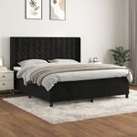 Box spring postelja z vzmetnico črna 180x200 cm žamet - vidaXL - črna - 84,91 - 180 x 200 cm - vidaXL